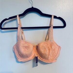 NWT Adore Me lace bra in a pretty peach color, size 34D balcony bra